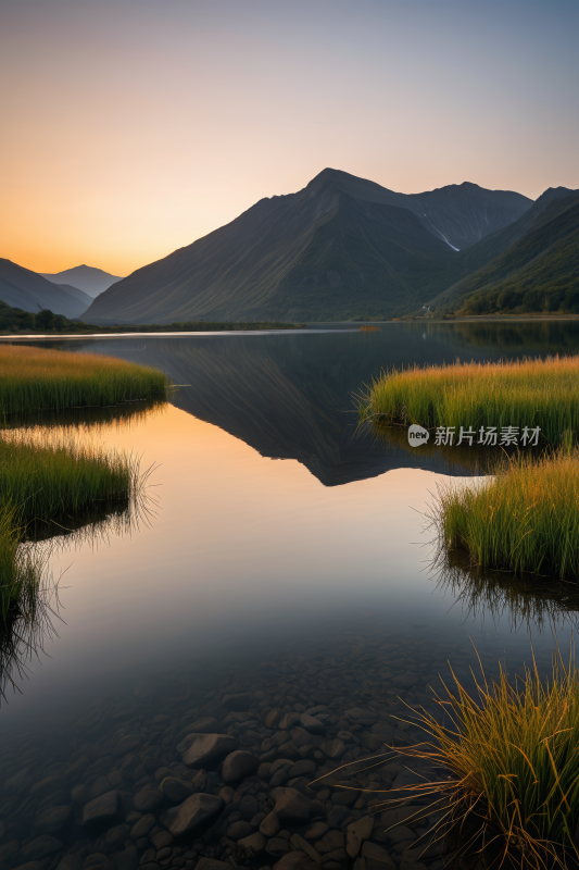 山倒映在湖的静水中高清风景图片