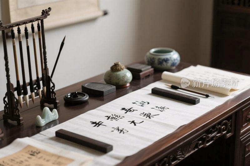 古风书法创作场景
