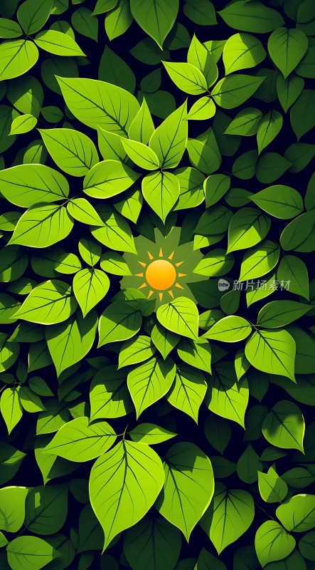 阳光下的绿叶世界