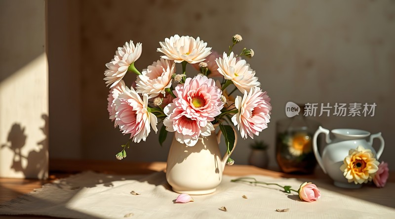 阳光下的淡雅花艺