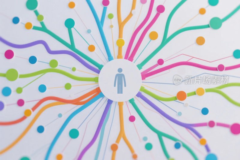 彩色线条人物辐射图案