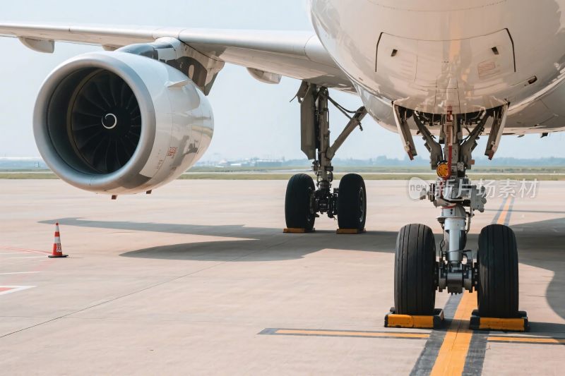 机场飞机起落架摄影