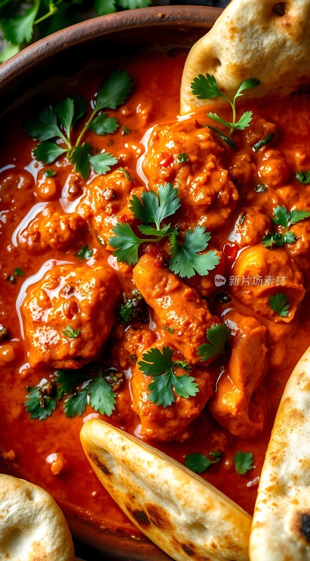 香辣鸡肉配香菜薄饼