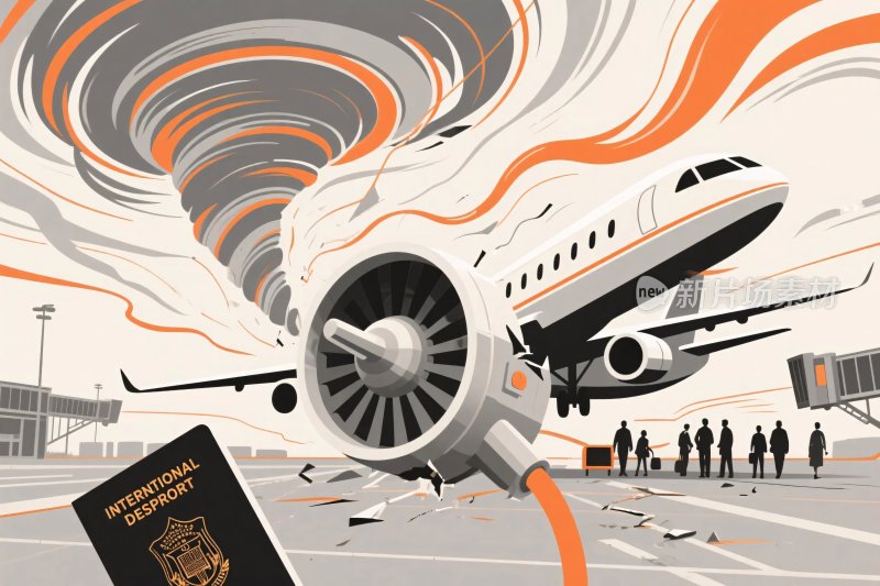 飞机遇龙卷风插画