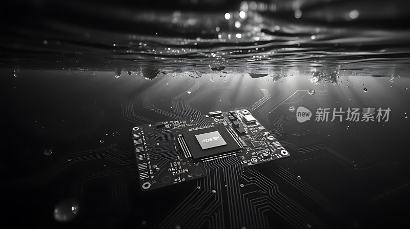 新片场素材芯片水下科技感