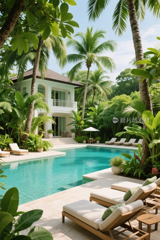 热带泳池别墅景观