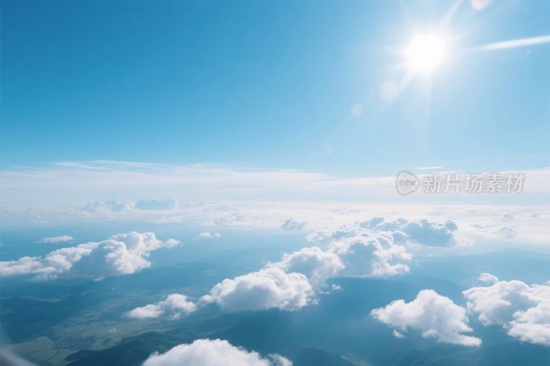 高空云海蓝天太阳图