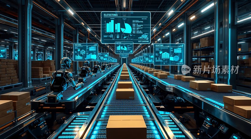 智能物流中心机器人与传送带协同工作