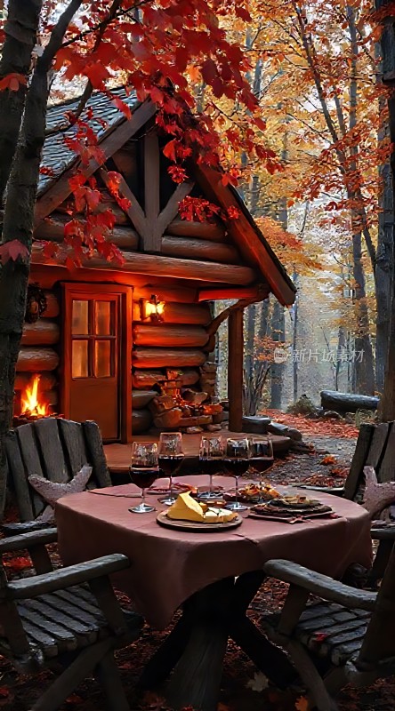 秋日小木屋温馨晚餐
