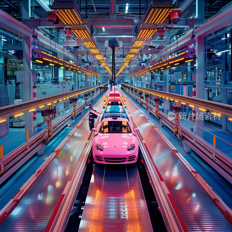 未来工厂粉色跑车生产线