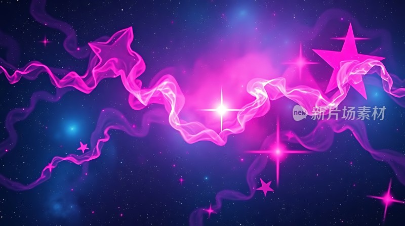 紫色星云幻彩夜空