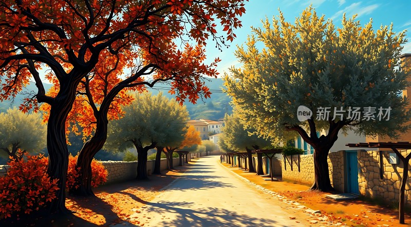 秋日暖阳下的宁静小径