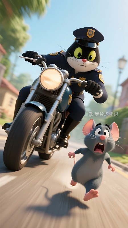 猫警长追捕老鼠