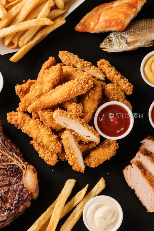 丰富美食食材陈列