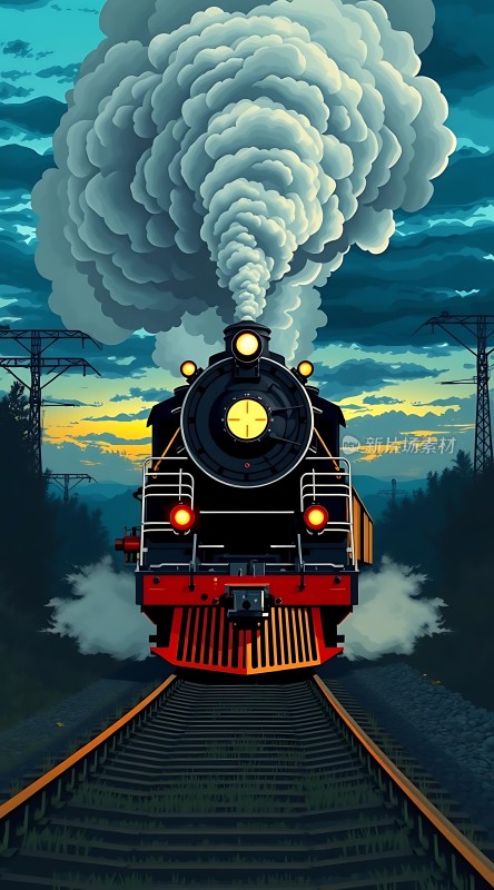 蒸汽火车驶向远方