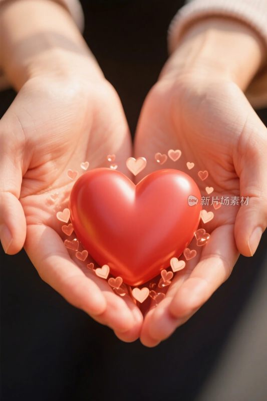 双手捧爱心爱心插画