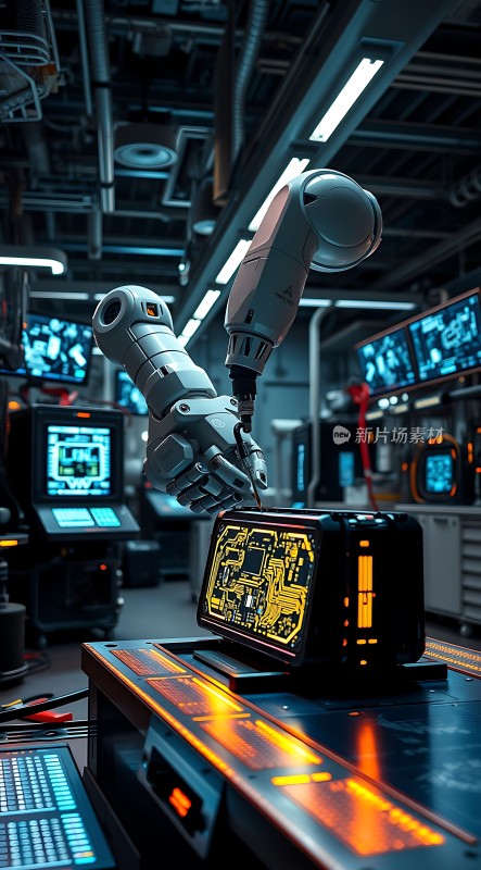 未来科技实验室中的机械臂操作精密仪器