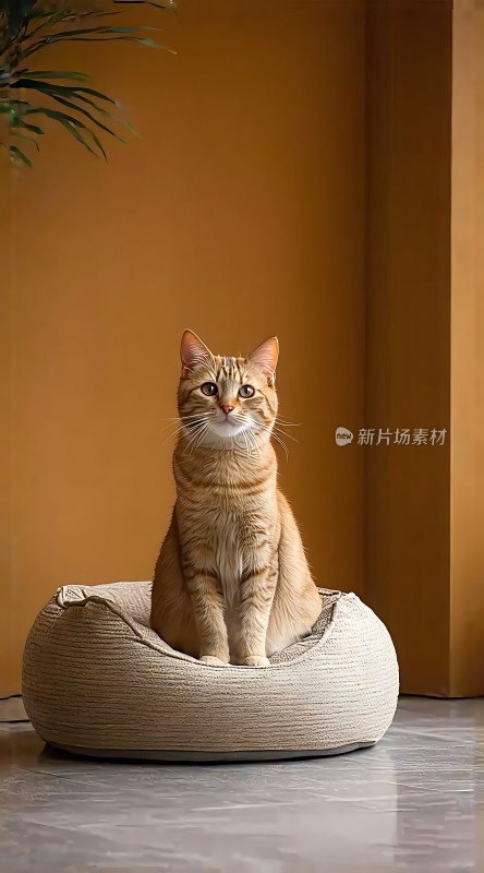 橘猫静坐舒适窝