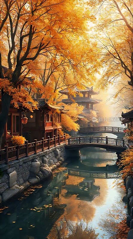 秋日古桥映水乡