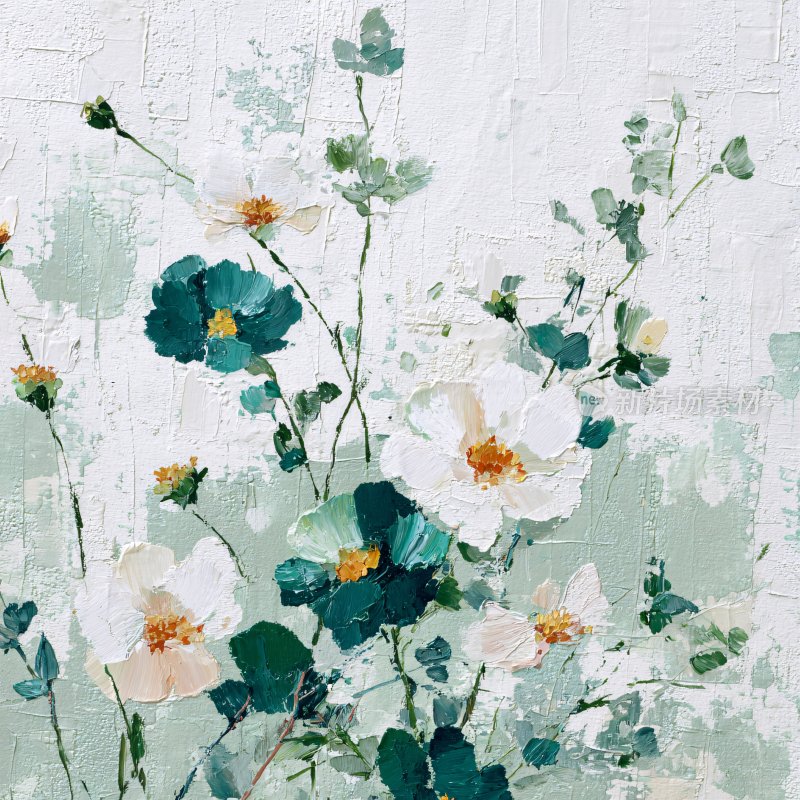 清新花卉油画插画