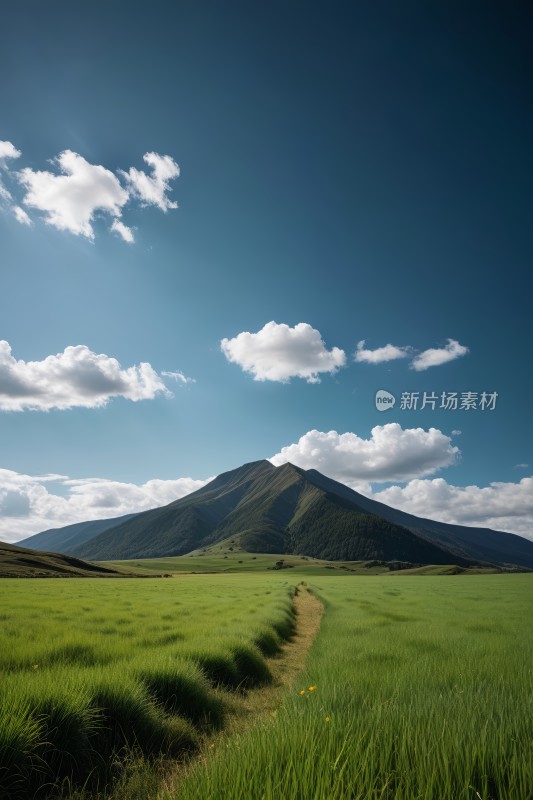 一片草地高山清图片