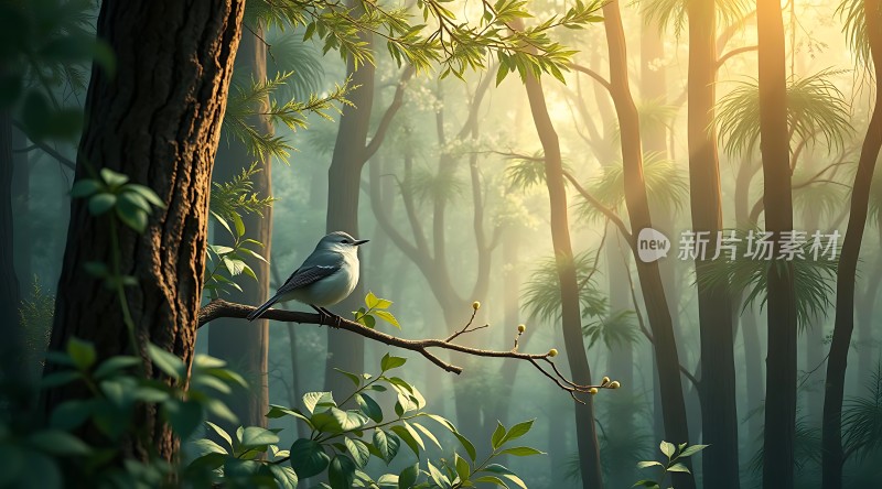 晨曦中的森林小鸟