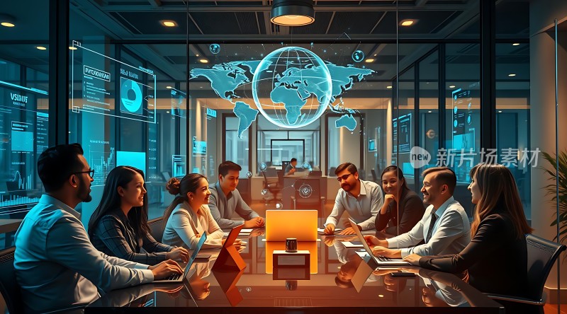商务会议讨论全球策略