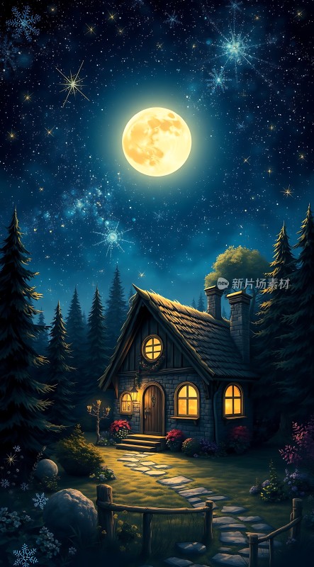 星空下的温馨小屋