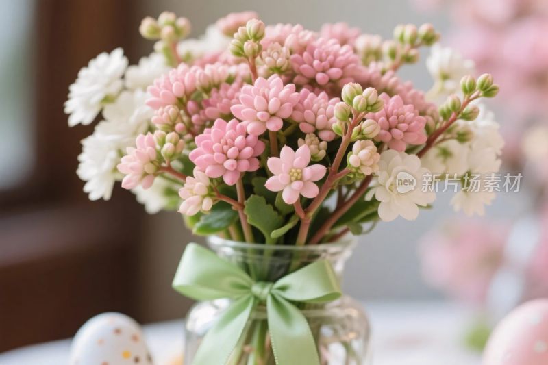 粉色鲜花花瓶装饰