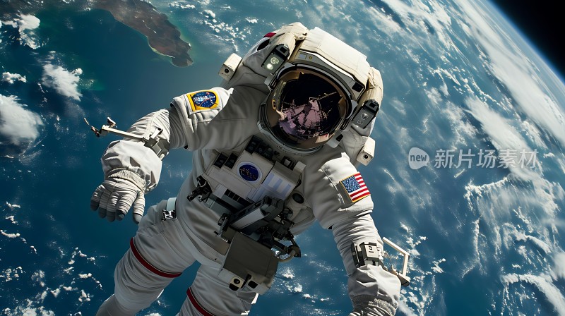 太空漫步宇航员与地球共舞