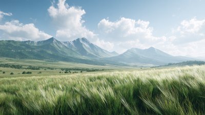 广袤草原与远山的自然美景 广袤草原与远山的自然美景
