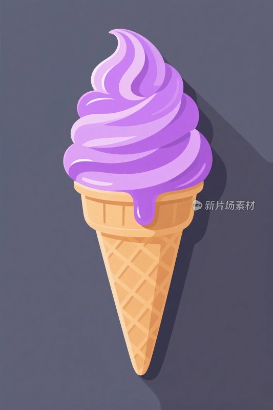 紫色冰淇淋甜筒插画