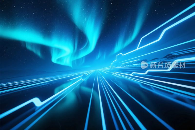 蓝色科技光轨动态特效图