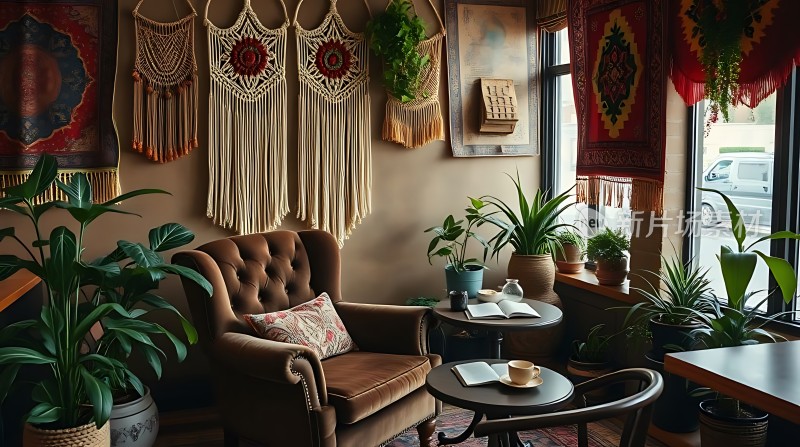舒适角落绿意盎然编织艺术温馨小憩