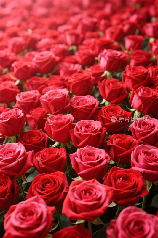 红玫瑰密集花丛