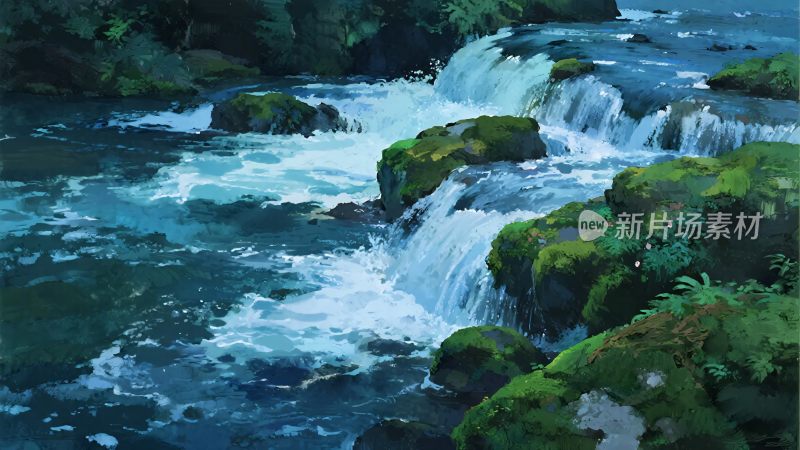 山间溪流潺潺流淌