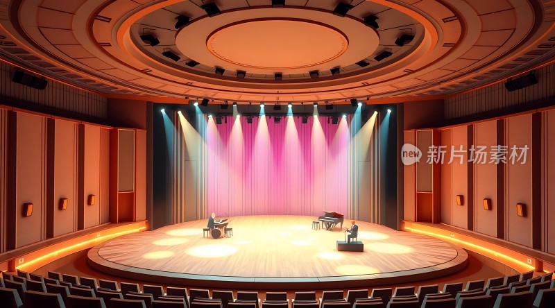 音乐盛宴舞台灯光璀璨钢琴演奏观众席期待