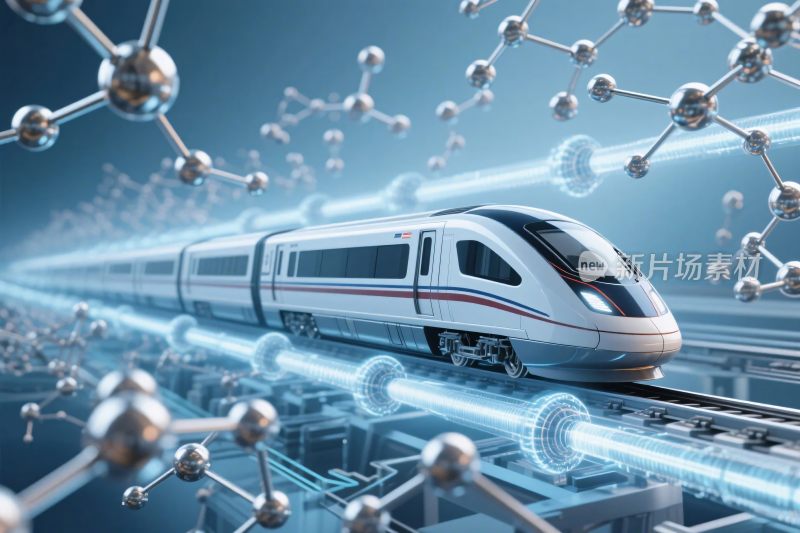 高速列车分子科技插画