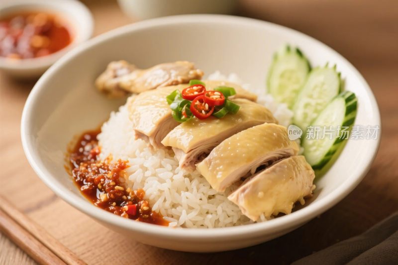 美味鸡饭食物特写