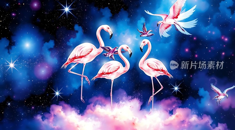 粉红火烈鸟星空梦幻之旅
