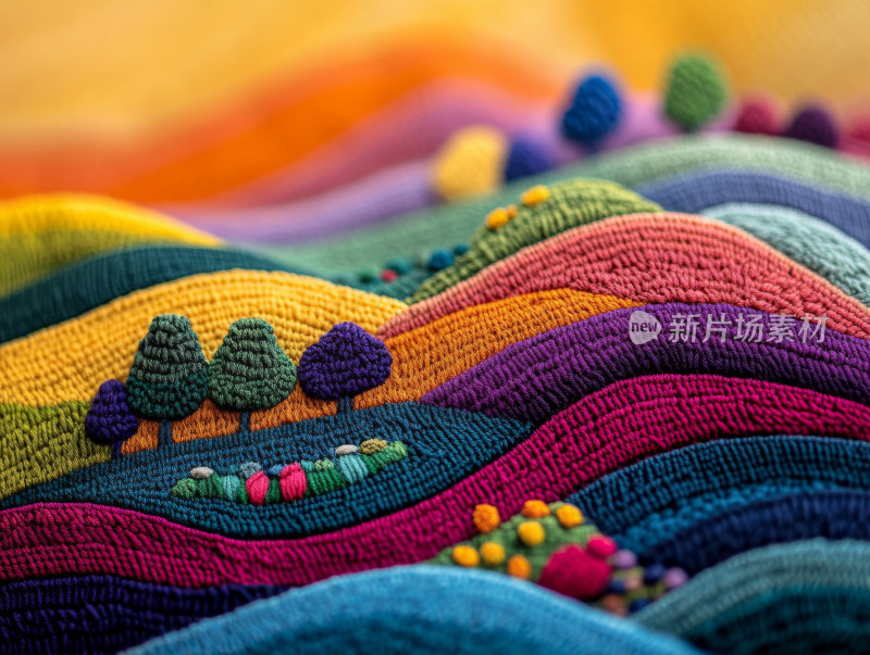 田园风光绣线画