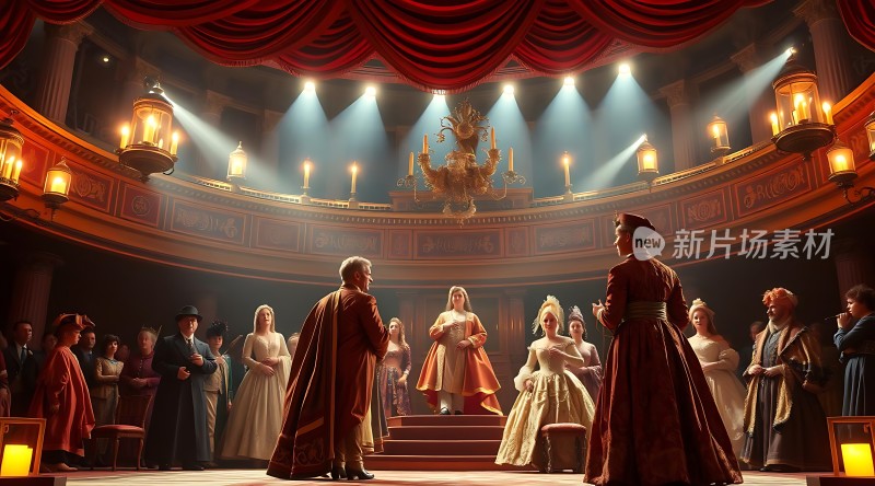 新片场素材华丽舞台上的复古演出