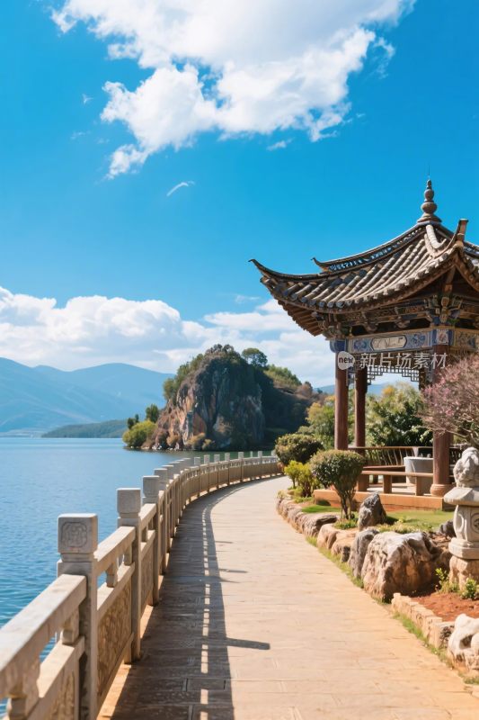 山水古亭风景图