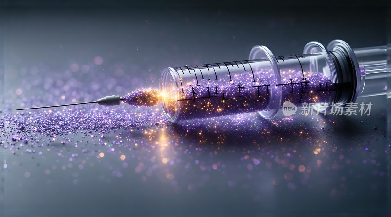 紫色药水注射器闪耀光芒