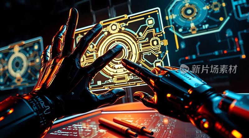 科技未来机械之手与数字世界交互