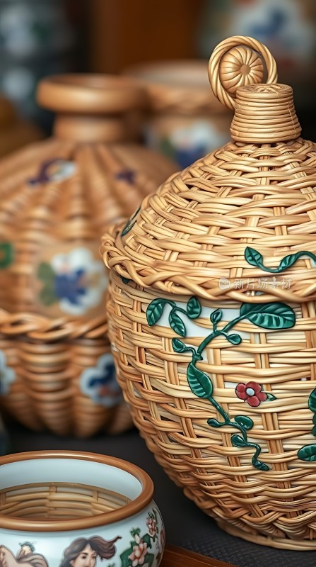 竹编花瓶艺术展示