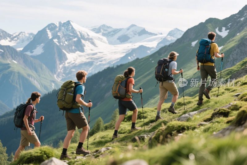 登山徒步风景图