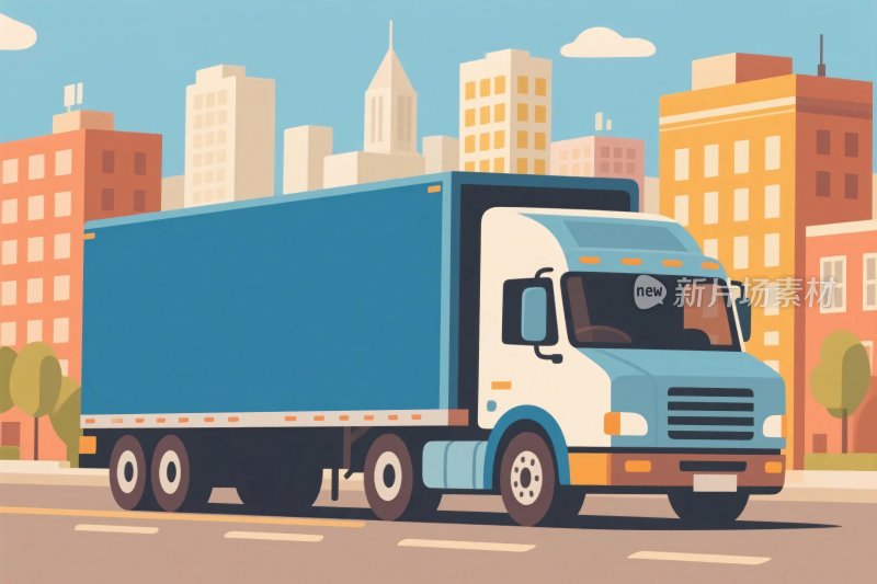 卡通货运卡车插画