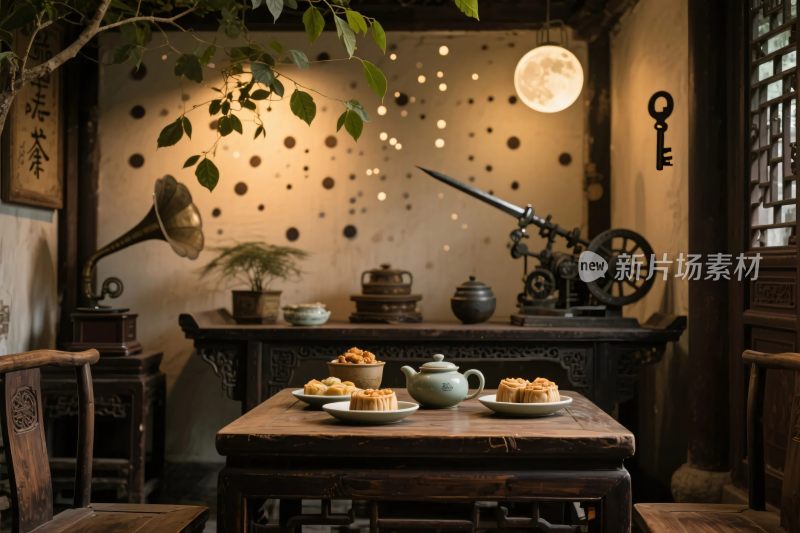 复古茶室室内场景