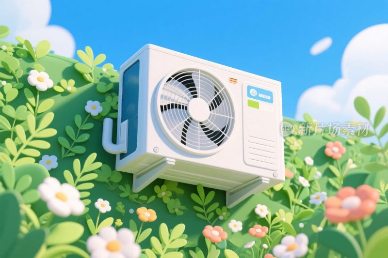 户外植物中的空调插画